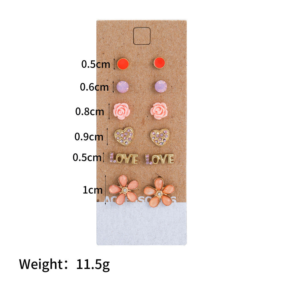Minimalist Sweet Floral Alloy Plated Stud Earrings Set for Women