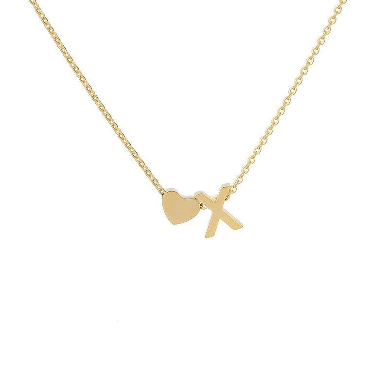 Collana Minimalista con Ciondolo a Cuore in Acciaio Inossidabile, Charms in Acciaio al Titanio e Finitura Placcata per Uomo e Donna