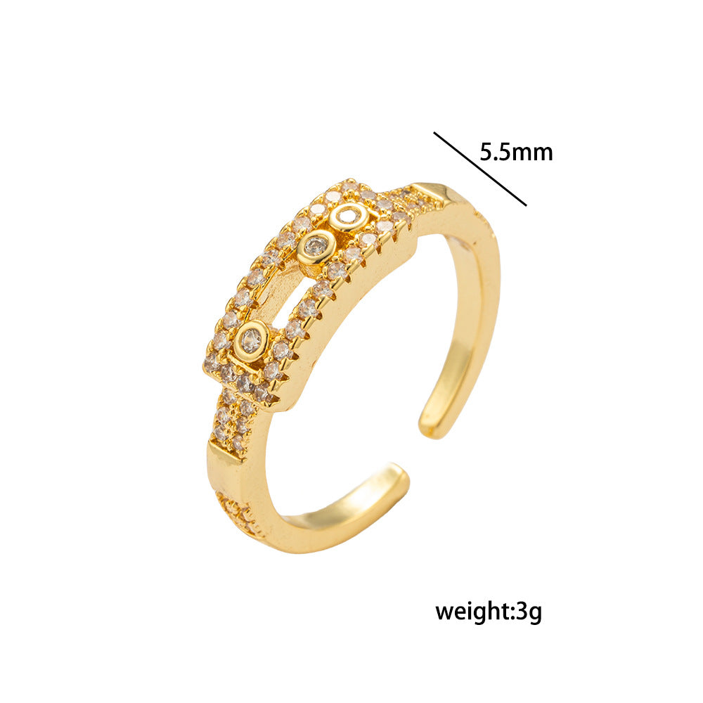 Anello Slider Geometrico di Lusso da Donna in Rame Placcato Oro con Design Accentuato a Stella