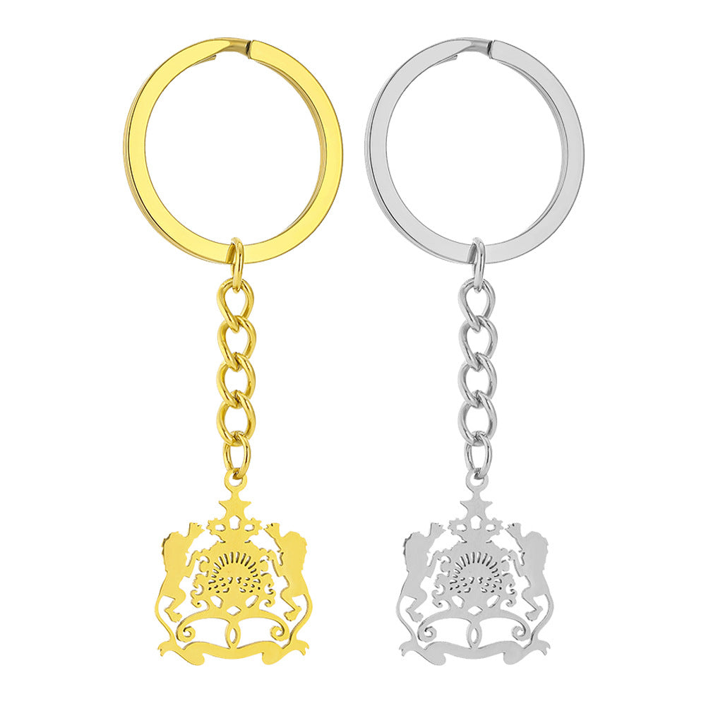 Portachiavi vintage con emblema marocchino in acciaio inossidabile Accessorio unisex con design etnico