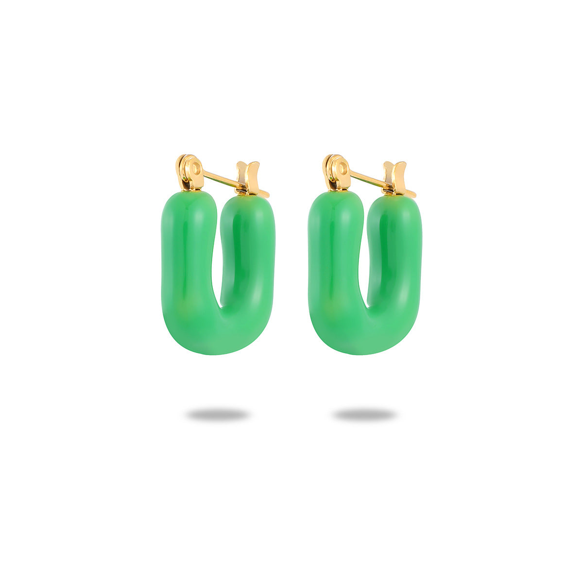 Pendientes franceses vintage de esmalte en forma de U de acero titanio para mujer, diseño irregular minimalista, joyería de moda de acero inoxidable