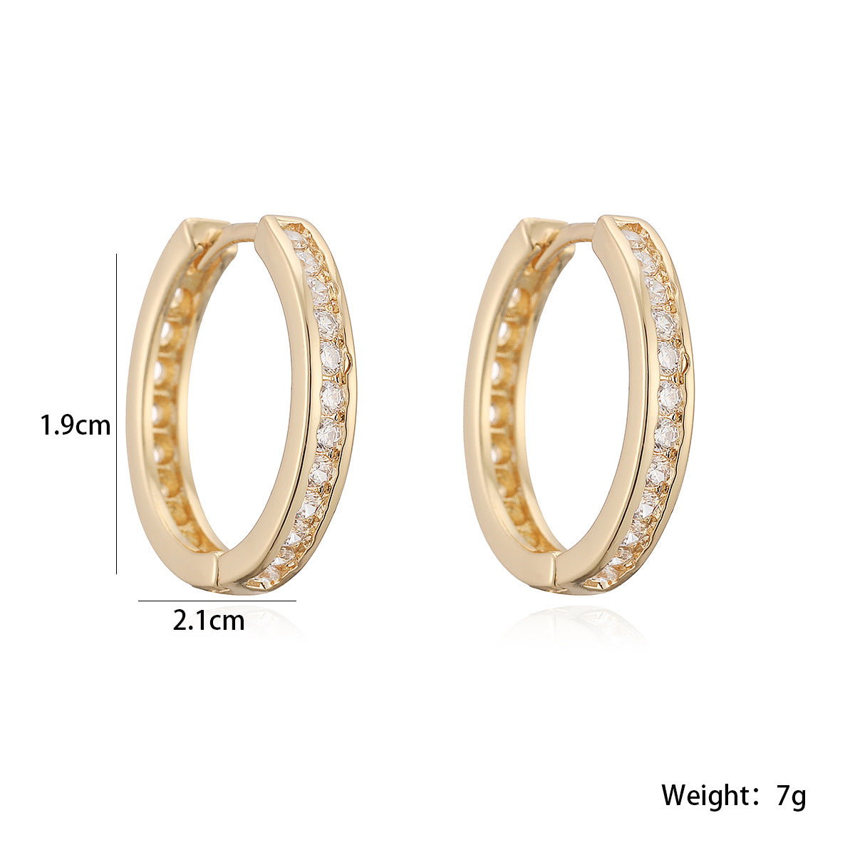 Minimalist Luxury Geometric Brass Plated Hoop Earrings with Cubic Zirconia for Women