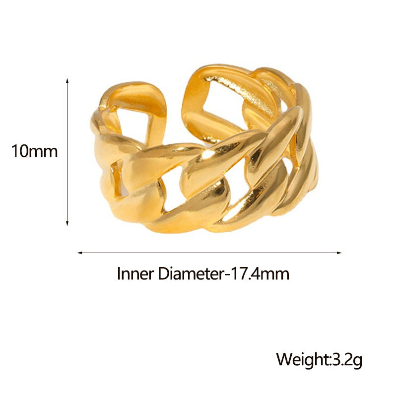 Anello regolabile in acciaio al titanio geometrico minimalista con finitura placcata per uomo e donna