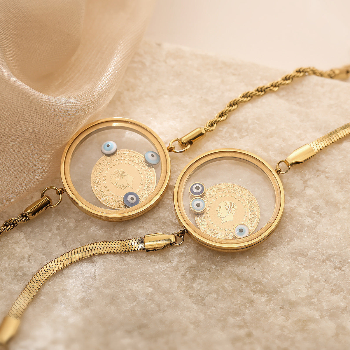 Minimalist Geometric Stainless Steel Bracelet for Women with 18K Gold Plating and Irregular Disc Design
