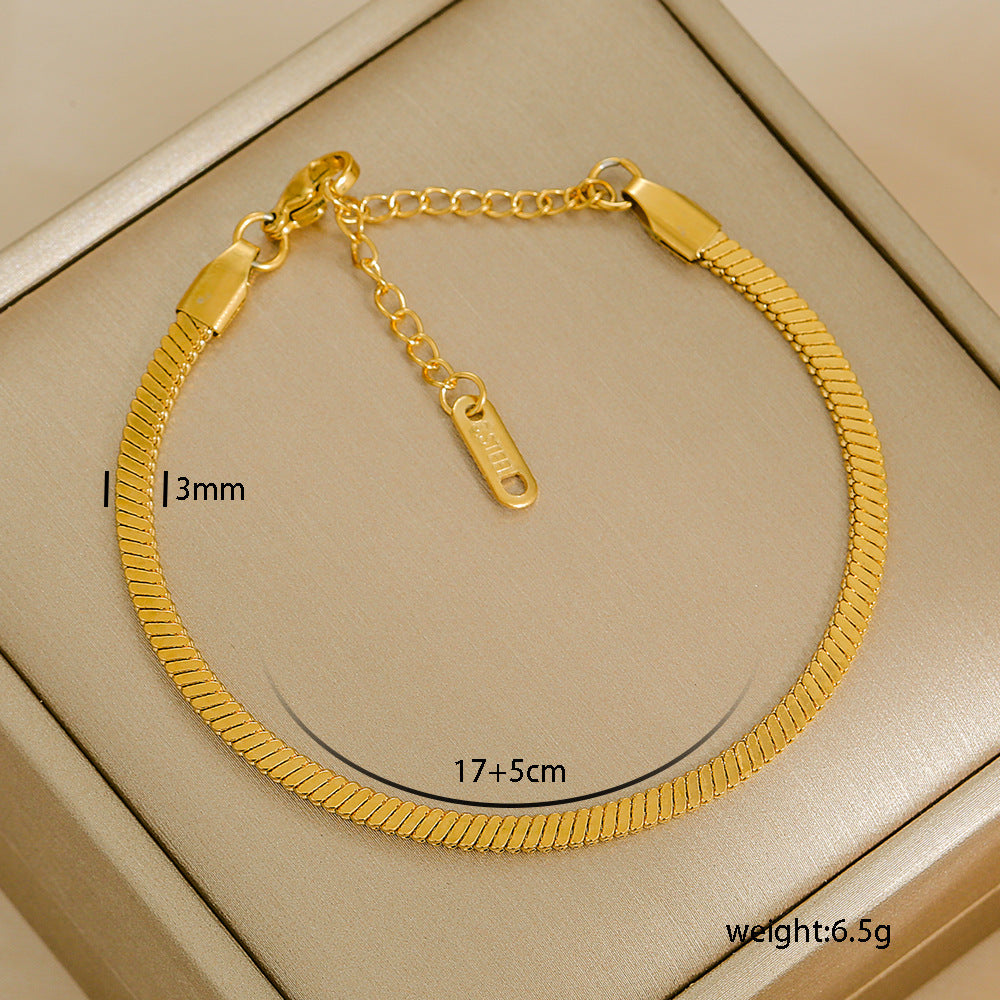 Bracciale da donna minimalista a rombi in acciaio al titanio con placcatura in oro 18 carati, accessorio di moda versatile