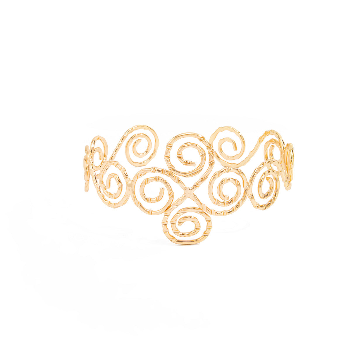 Vintage Geometric Hollow Spiral Plated Iron Arm Cuff for Women