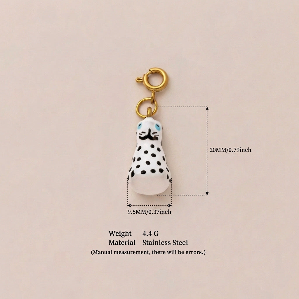 Vintage 18K Gold Plated Stainless Steel Animal Pendant Charm Bar for Women