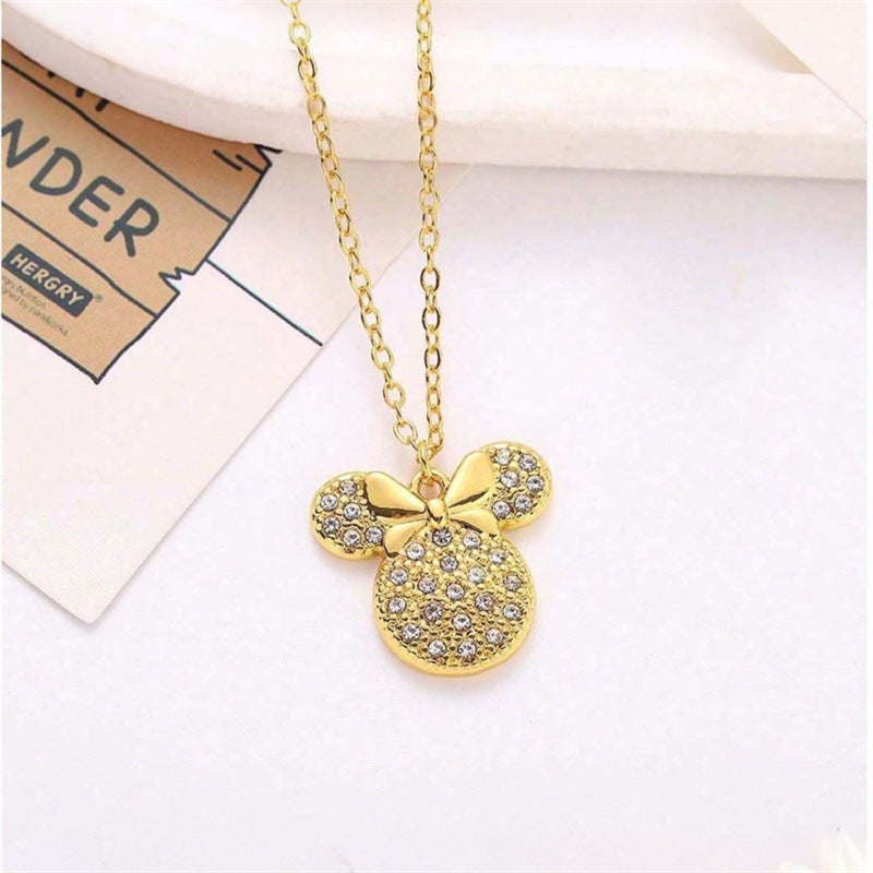 Collana Minimalista con Fiocco in Lega per Bambine con Finitura Smaltata, Catena Regolabile a Sfera Rotonda per Bambini dai 3 ai 10+ Anni