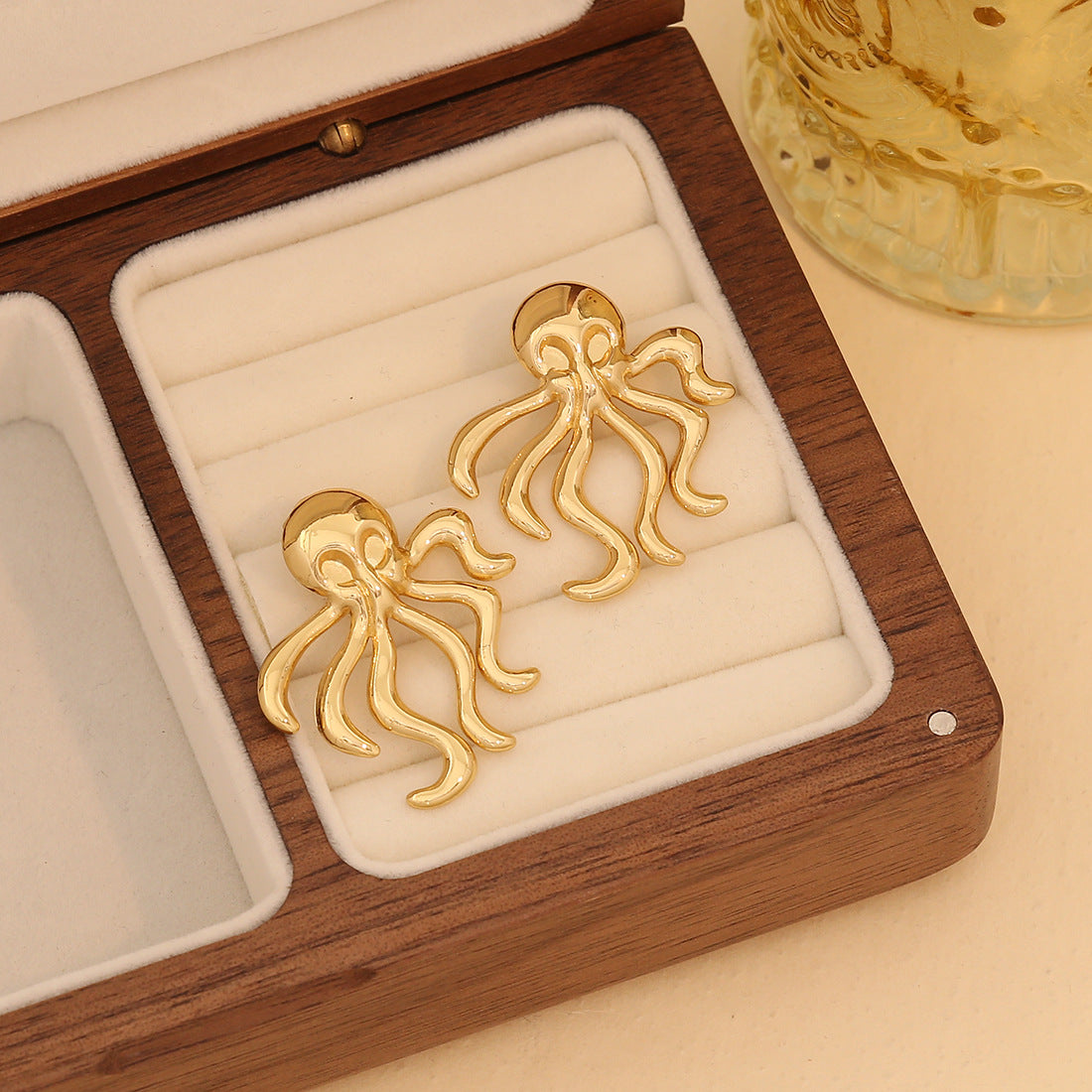 Playful Octopus Stud Earrings in Stainless Steel with Plated Finish for Women