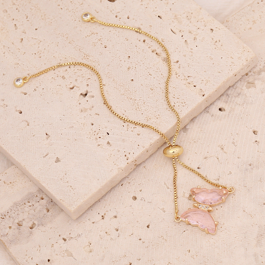 Sweet 18K Gold Plated Butterfly Brass Bracelet