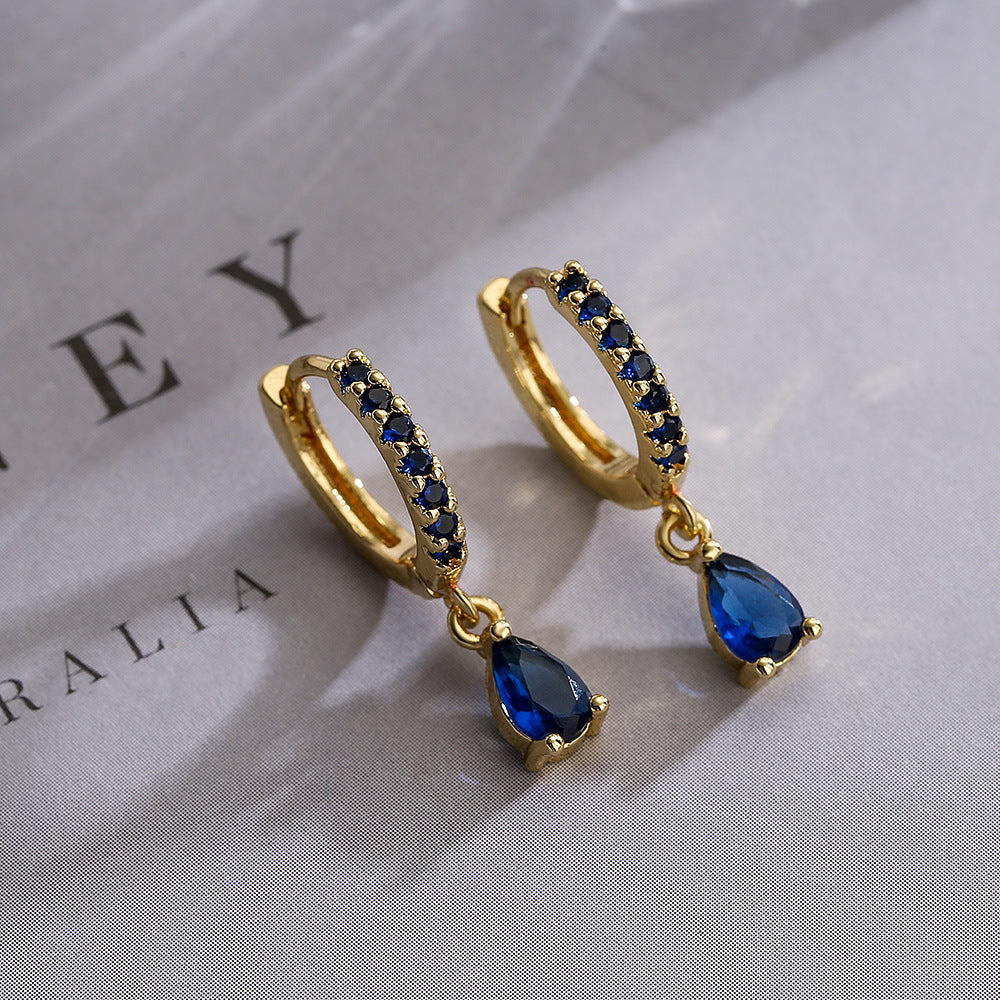 Minimalist Geometric Copper Gold-Plated Zircon Drop Earrings for Women with Irregular Shape Design