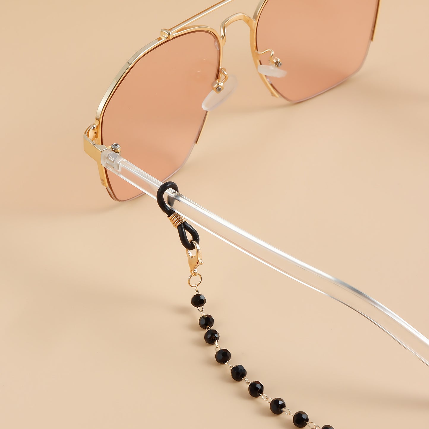 Minimalist Elegant Geometric Metal Chain with Black Crystal Inlay for Women