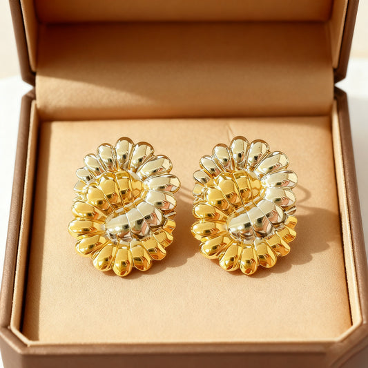 Vintage Minimalist Irregular Floral Plated Stainless Steel Earrings