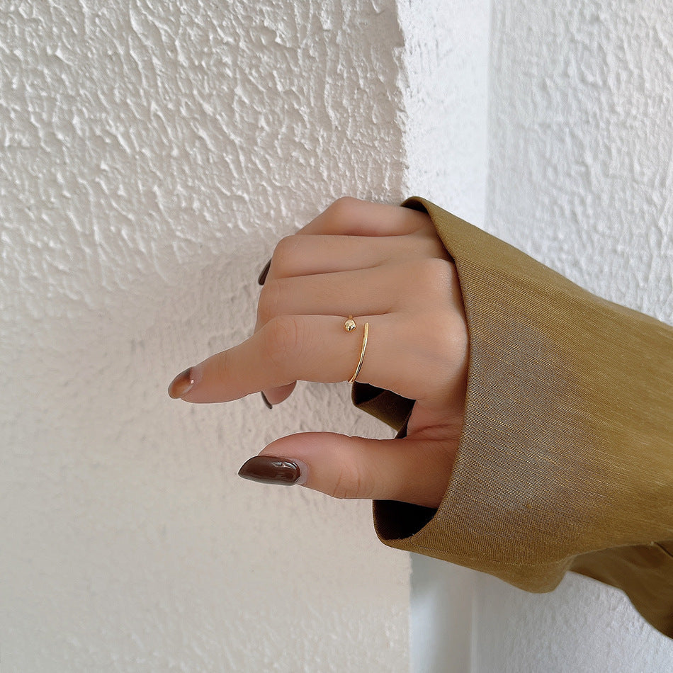 Minimalist Silver Droplet Ring in 925 Sterling Silver with Clean Linear Design for Women