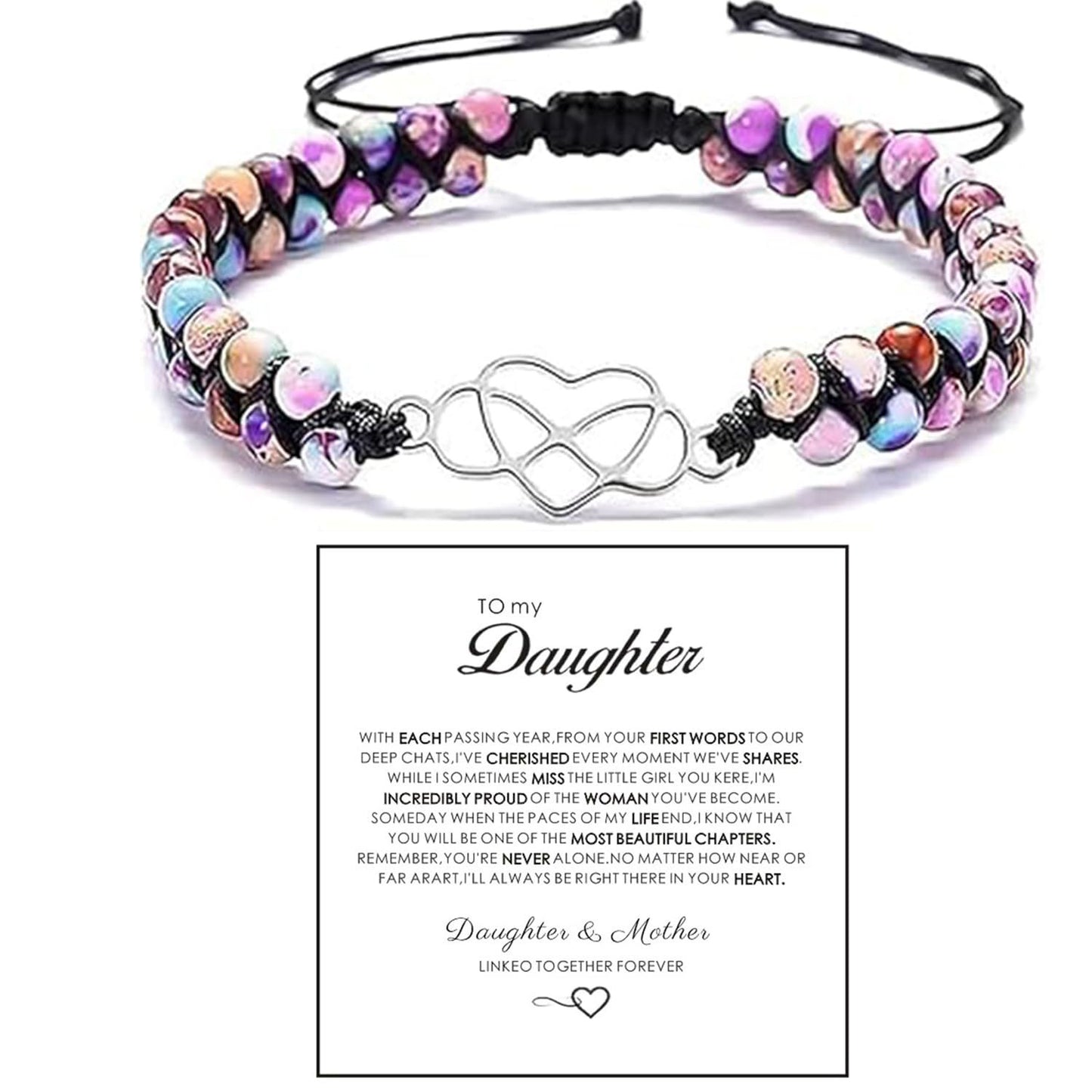 Handmade Double Layer Heart Shape Gemstone Beaded Bracelet Unisex Fashion Jewelry