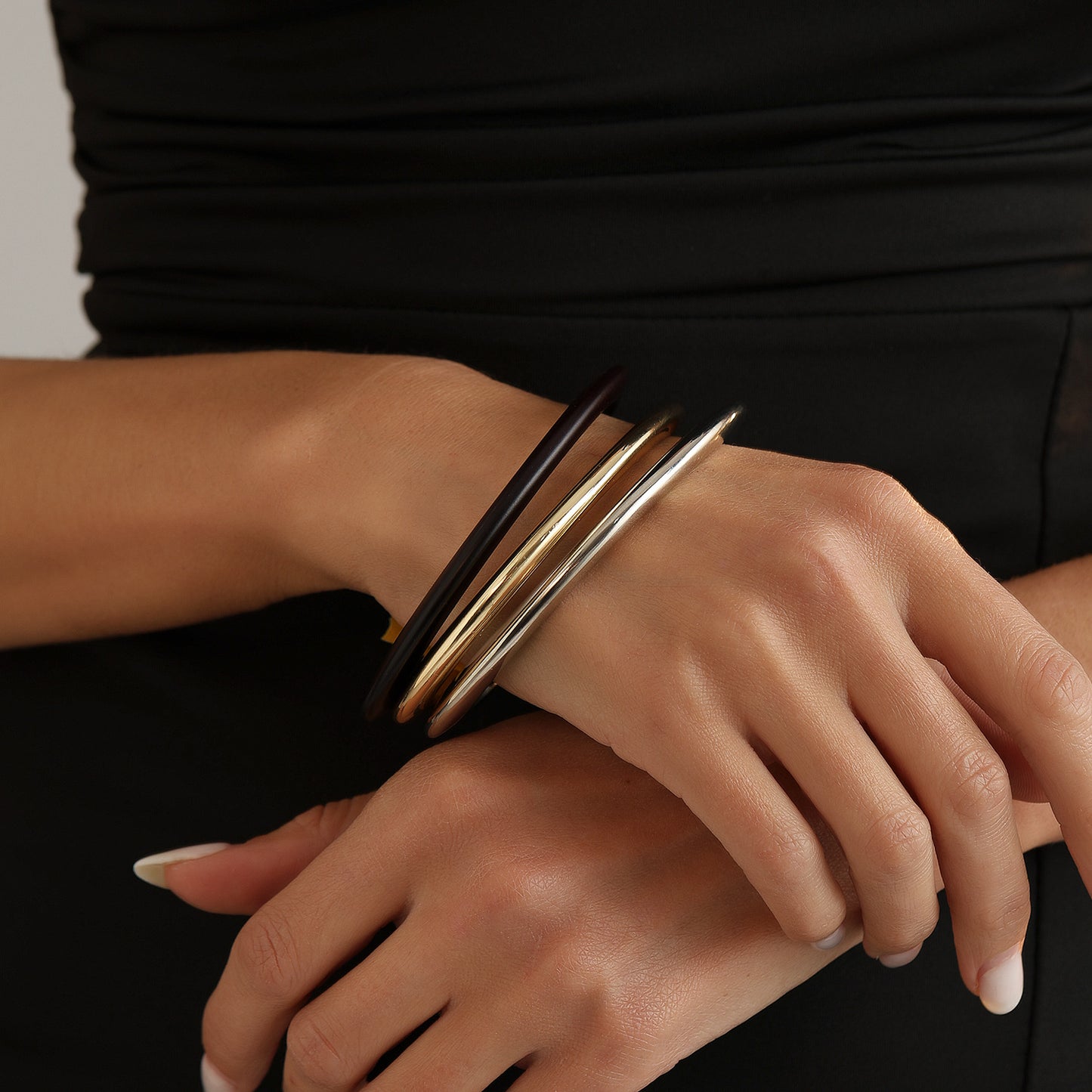 Vintage Streetwear Geometric Iron Plated Snake Chain Multi-Layer Bracelet for Unisex