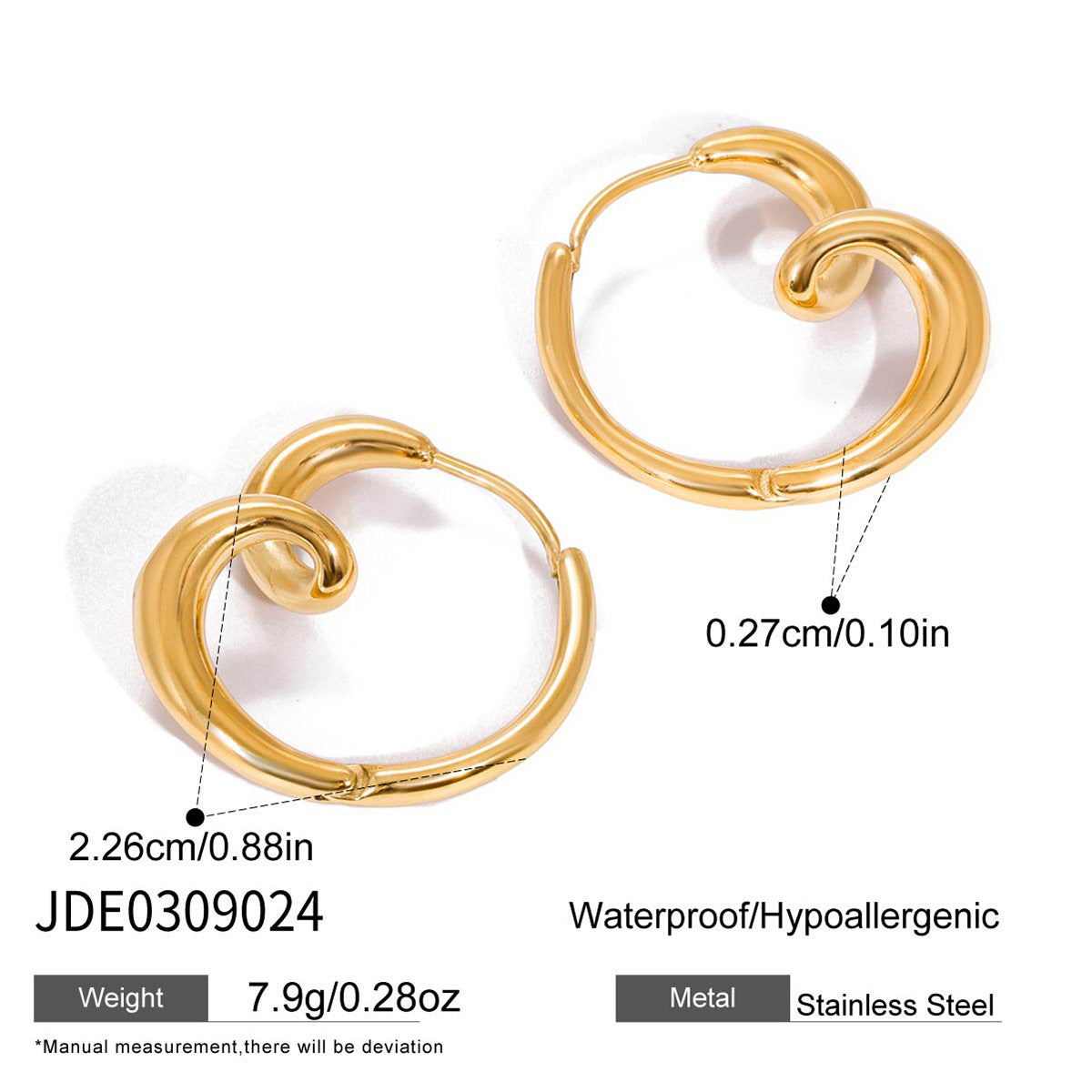 Orecchini a perno a forma di cuore da donna minimalisti in acciaio inossidabile placcato oro 18 carati