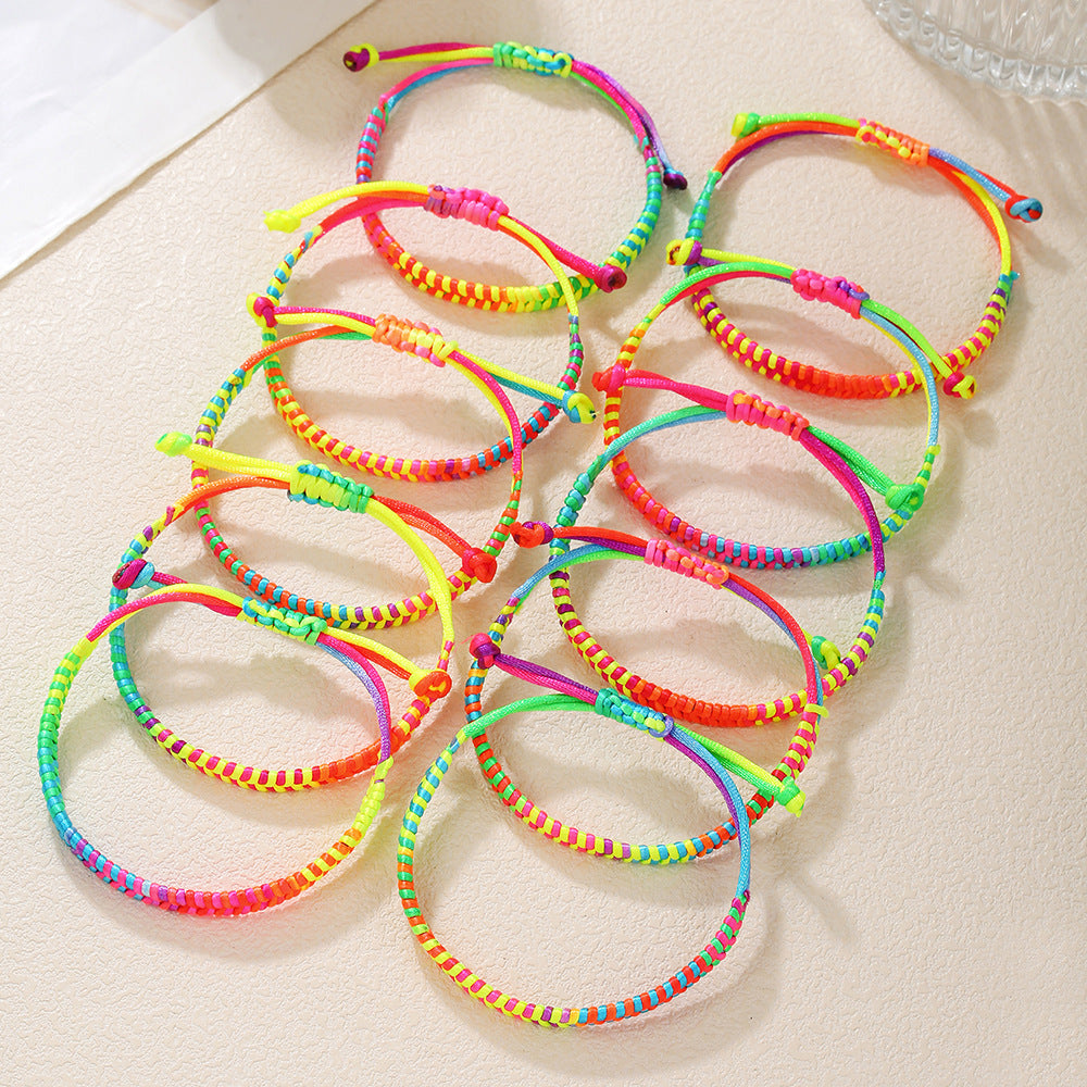 Ethnic Handmade Geometric Colorful Cord Bracelet Unisex