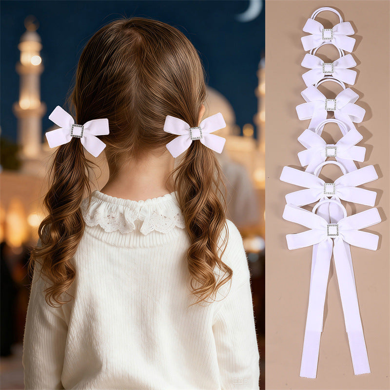 Minimalist Cartoon Bow-Shaped Fabric Hair Tie for Kids with Macaron Color Accents