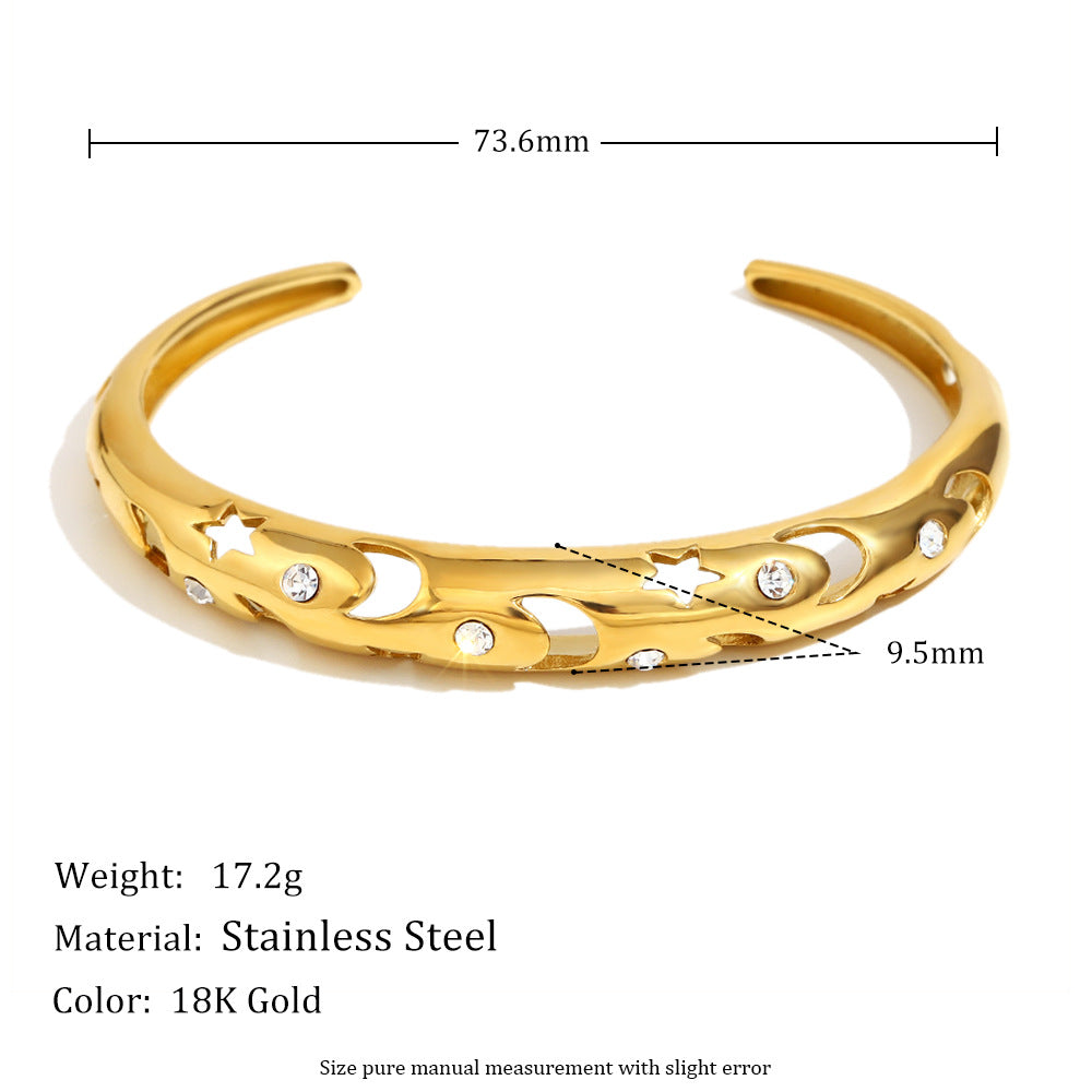 Bracciale alla moda minimalista con farfalla fiocco stella luna vuota fiore in acciaio inossidabile placcato oro 18K