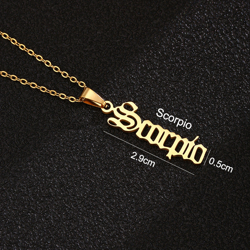 Zodiac-Themed Stainless Steel Pendant Necklace with Titanium Steel Charm and Electroplated Finish for Unisex Wear