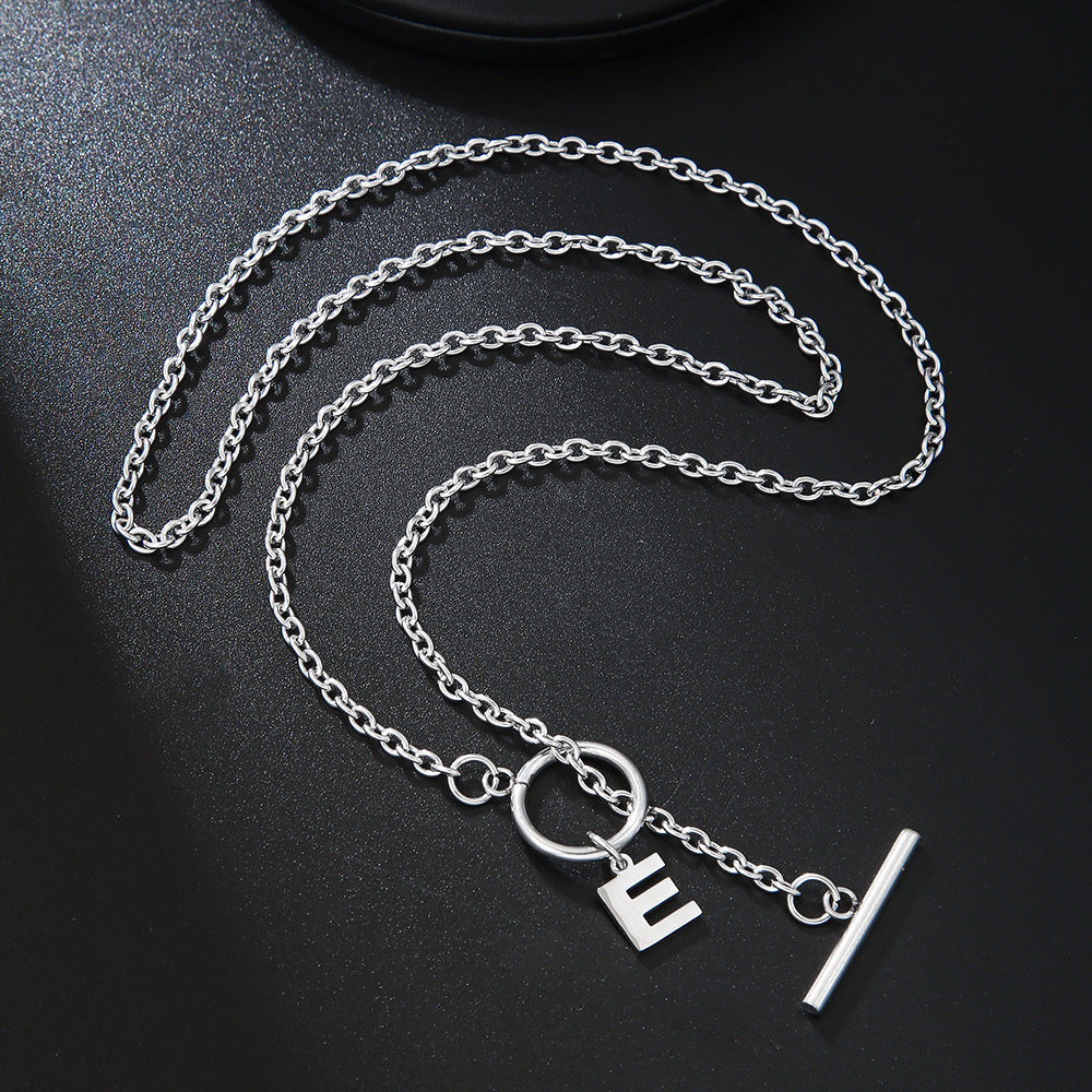 Hip-hop Streetwear Geometric Letter Titanium Steel Pendant Necklace with OT Clasp for Unisex