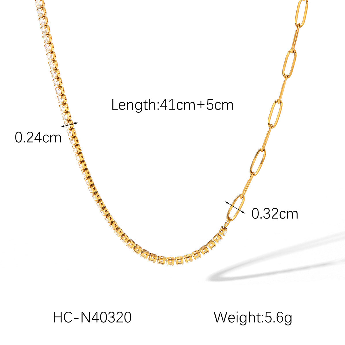 Collana Minimalista in Acciaio Inossidabile Geometrico Placcato Oro 18K con Artiglio in Acciaio al Titanio e Accenti di Zirconi per Donne