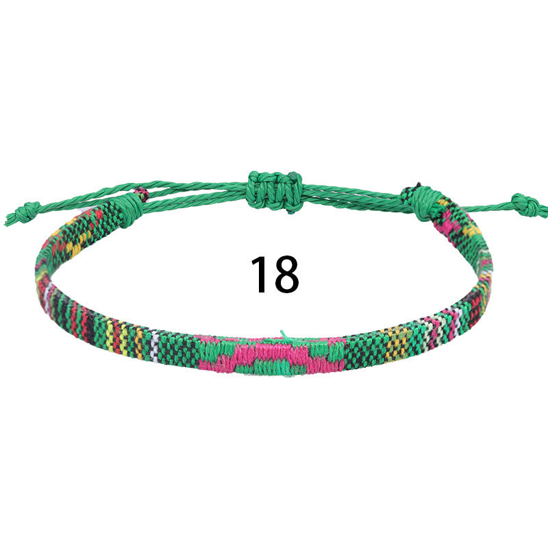 Bohemian Rainbow Braided Cotton Linen Anklet Unisex Adjustable Foot Jewelry