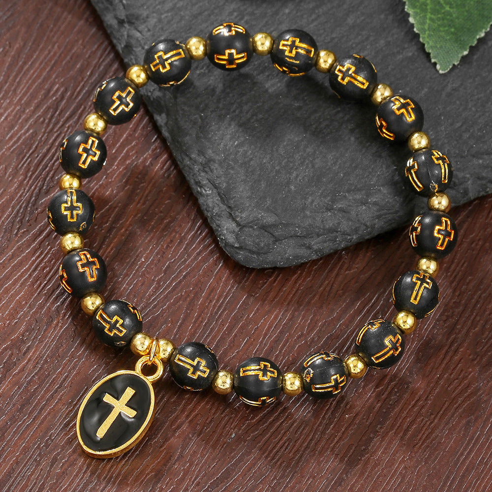 Oval Cross Geometric Acrylic Alloy Bracelet Unisex