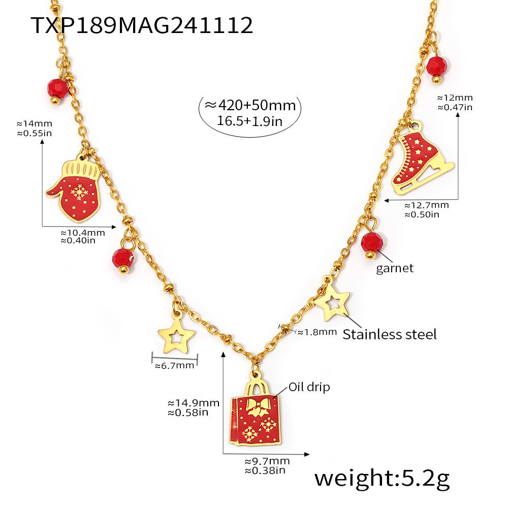 Set collana e bracciale con ciondolo a ruota panoramica di lusso smaltato in acciaio inossidabile con placcatura PVD in oro 18 carati da donna