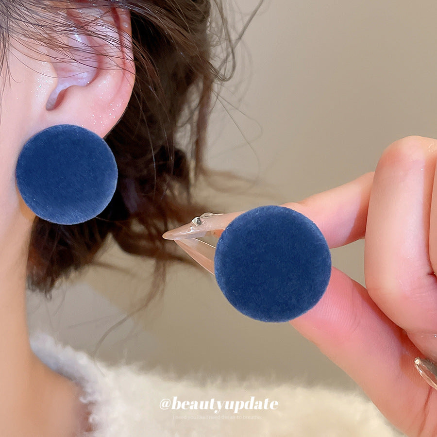 Orecchini a perno in tessuto retrò minimalista con perni in argento sterling 925, forma geometrica rotonda da donna per uso quotidiano