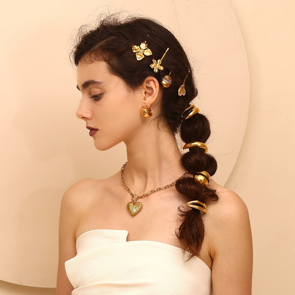 Vintage Butterfly Wing Hair Tie for Women Made of Stainless Steel with 18K Gold Plating