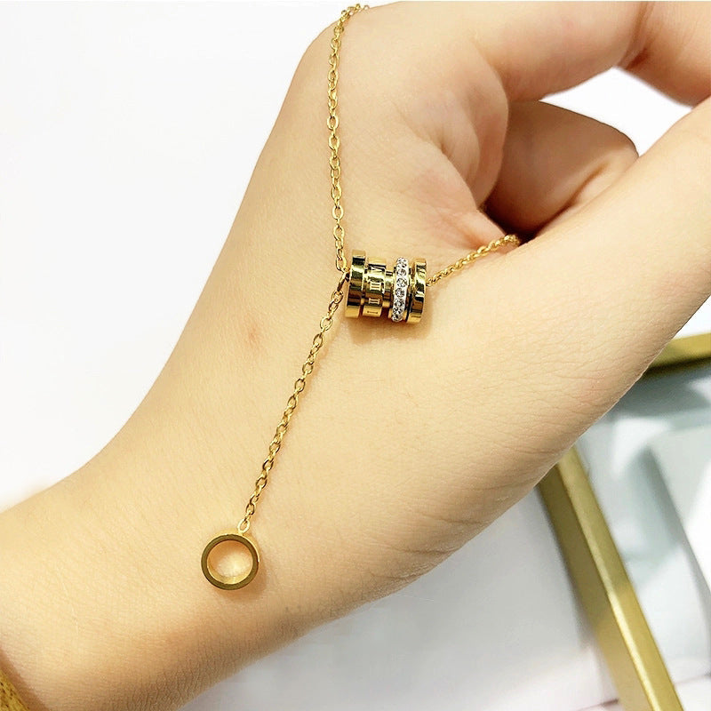 Minimalist Geometric Titanium Steel Pendant Necklace with Plated Finish for Women and Men