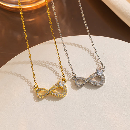 Minimalist Titanium Steel Letter Shape Necklace for Women with Zircon Inlay and Polished O-Chain