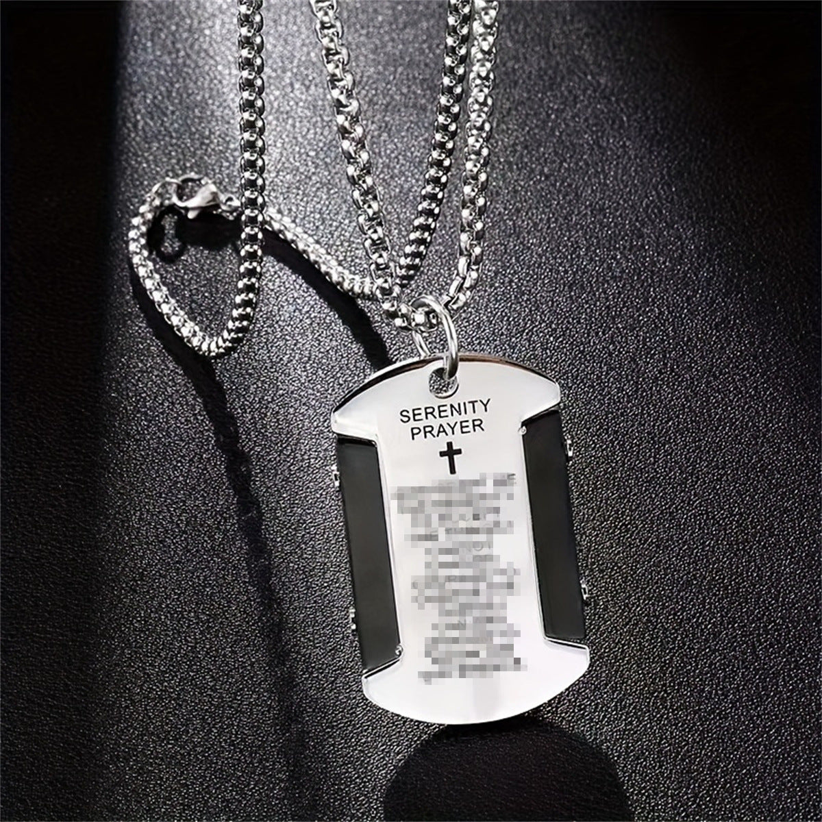 Punk Style Square Pendant Necklace in Stainless Steel with Titanium Steel Charm and Electroplated Finish for Men and Women