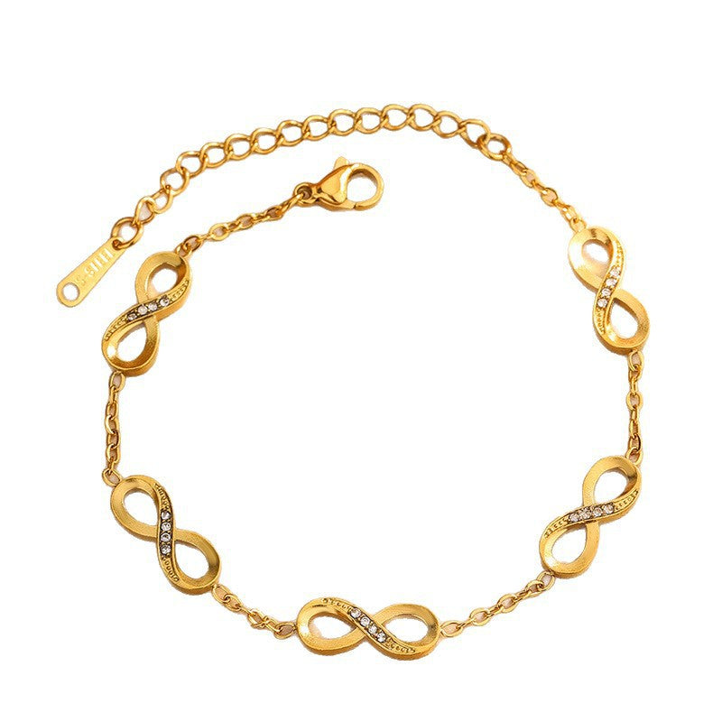 Luxury Stainless Steel Infinity Symbol Necklace Set with Cubic Zirconia for Women