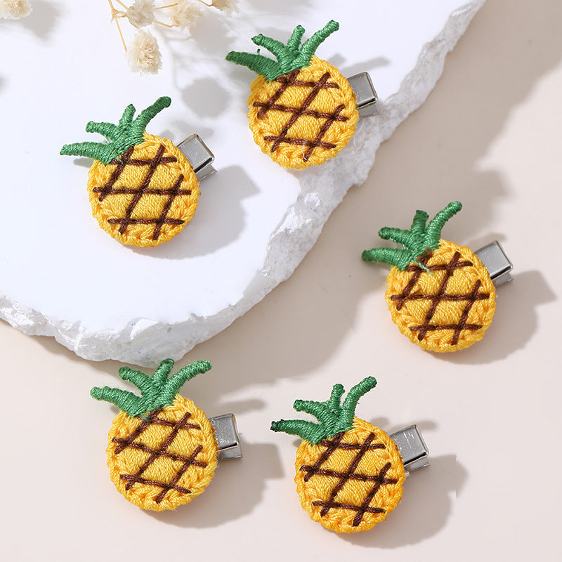 Pinzas de pelo con forma de lazo y tul con temática frutal de estilo natural para niños, pinzas de pelo de primavera