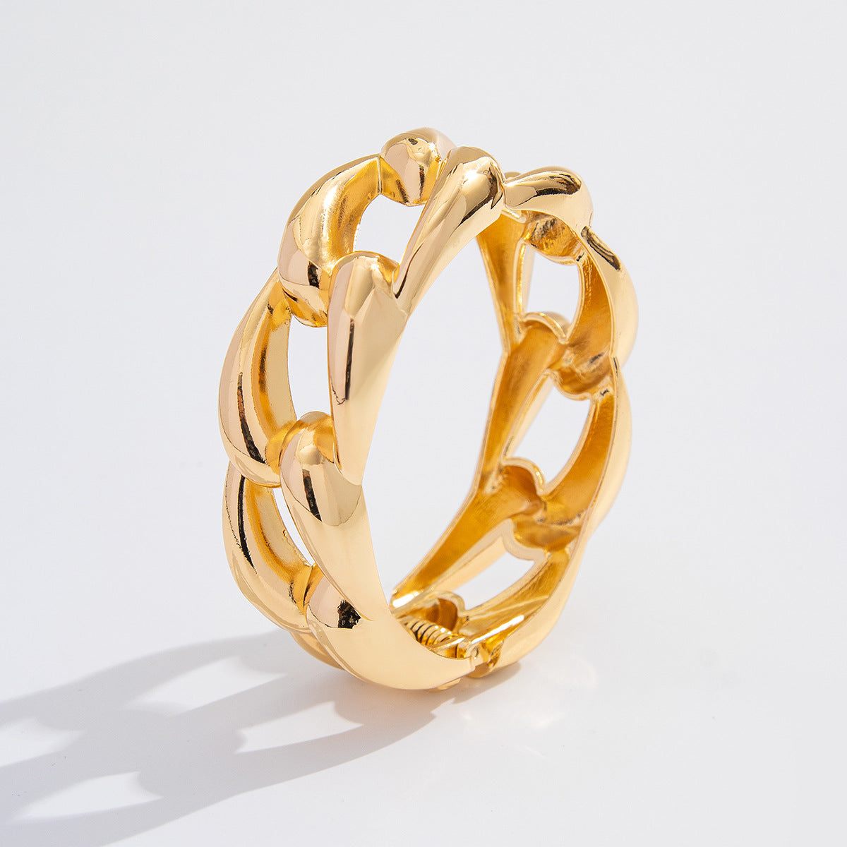 Bracciale rigido in metallo geometrico di ispirazione vintage con perle artificiali e finitura placcata
