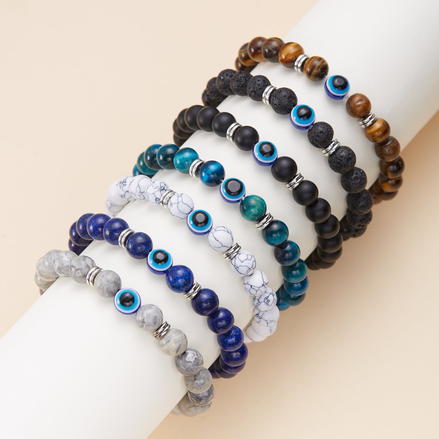 Casual Unisex Evil Eye Beaded Bracelet with Alloy and Resin Glass Beads