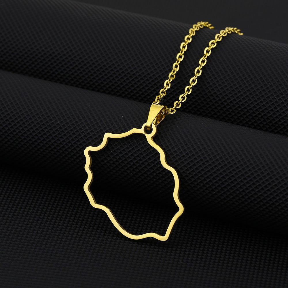 Collana con Pendente Vintage Etnico Geometrico in Acciaio al Titanio con Finitura Placcata Unisex, Stile O-Chain