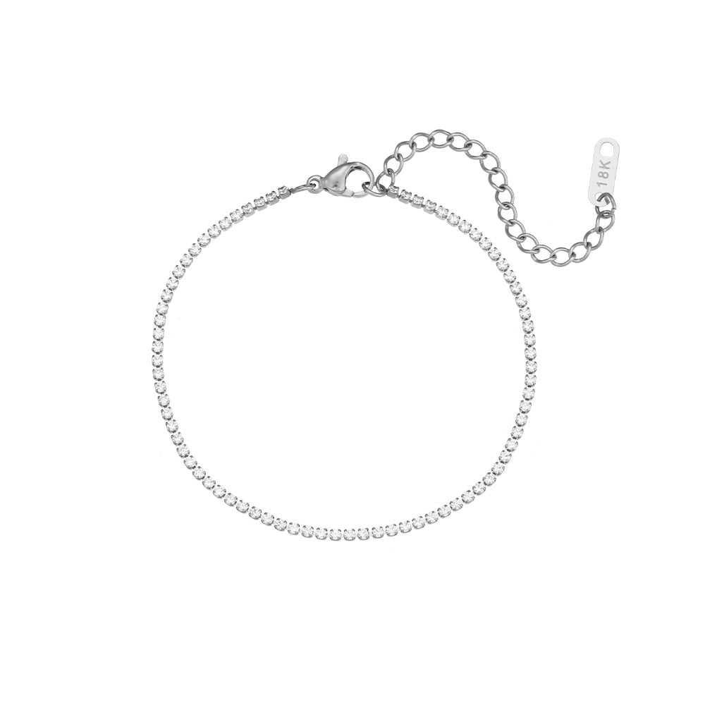 Minimalist Geometric Stainless Steel Plated Bracelet with Zirconia for Women