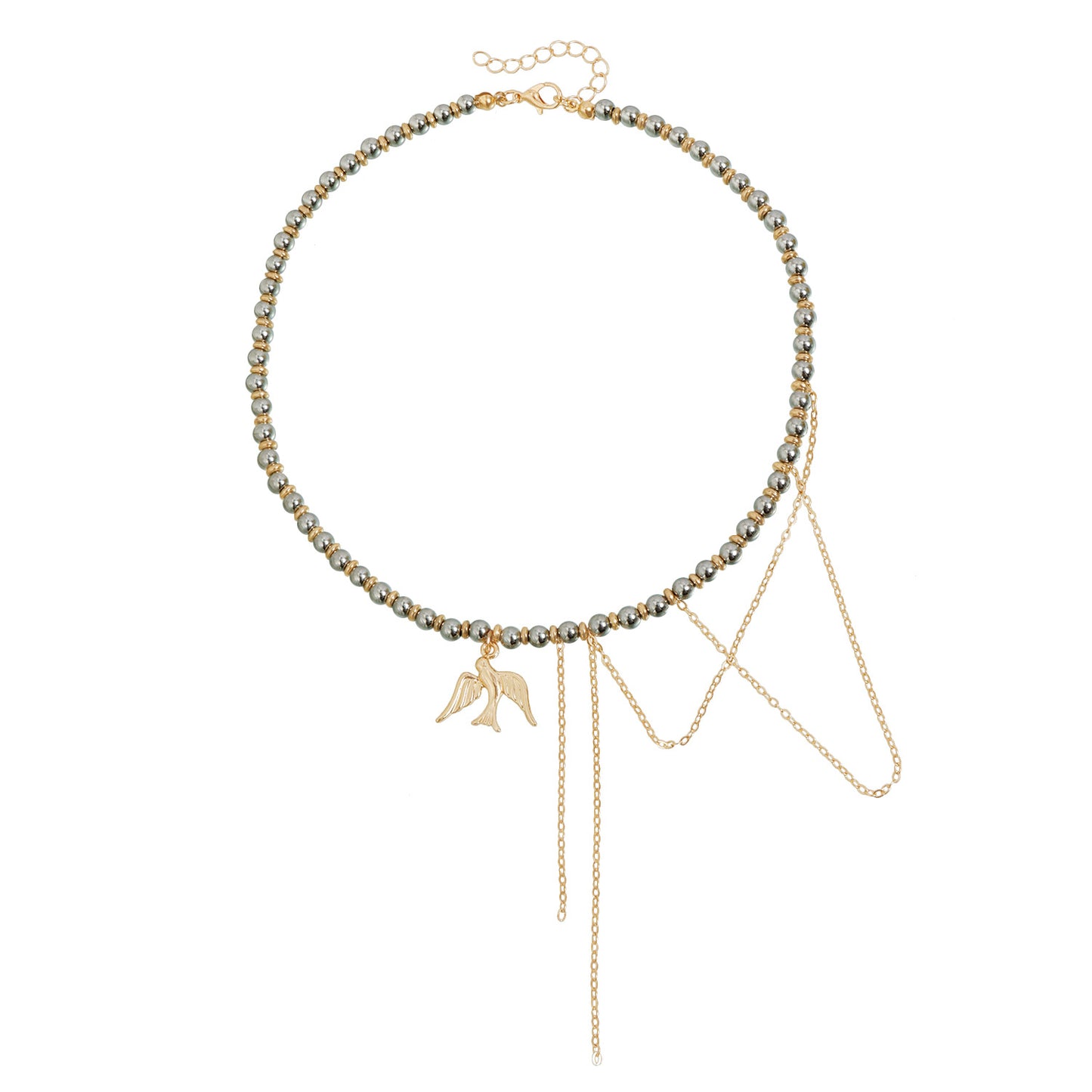 Geometric Multi-Color Plated Alloy Bird Tassel Necklace for Women