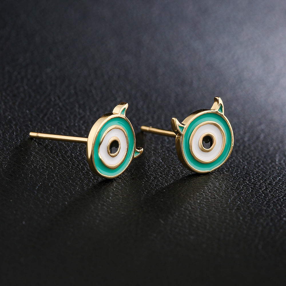 Cute Minimalist Geometric Fish-Shaped Copper Earrings with 18K Gold Plating and Zircon Inlay