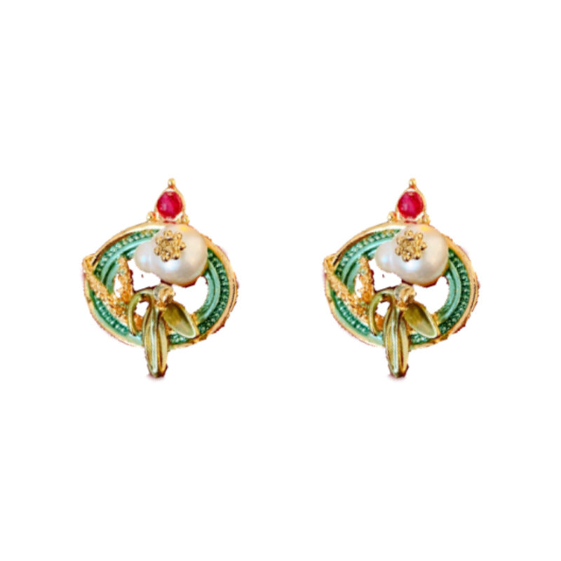 Orecchini geometrici ovali in stile vintage in rame placcato con perni in argento sterling 925 da donna