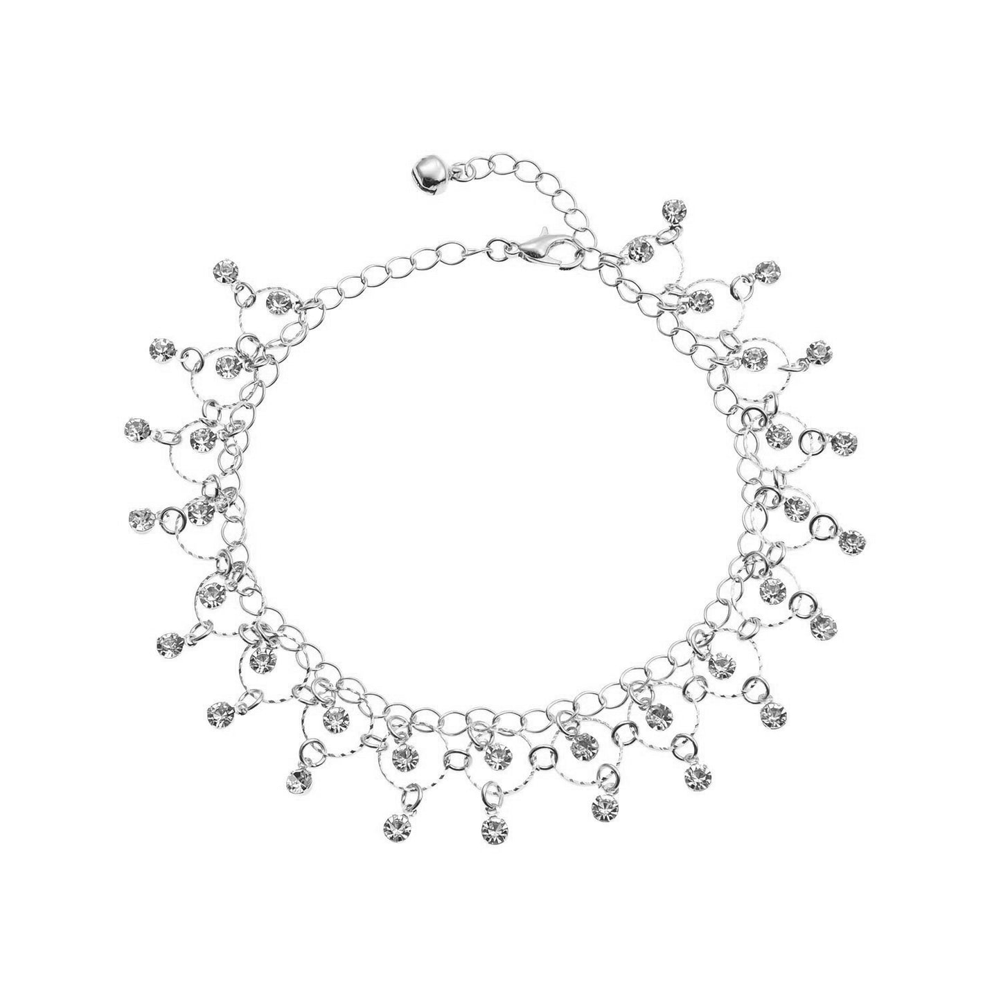Dance Rhinestone Circular Pendant Anklet for Women Geometric Minimalist Alloy Anklet for Beach or Vacation