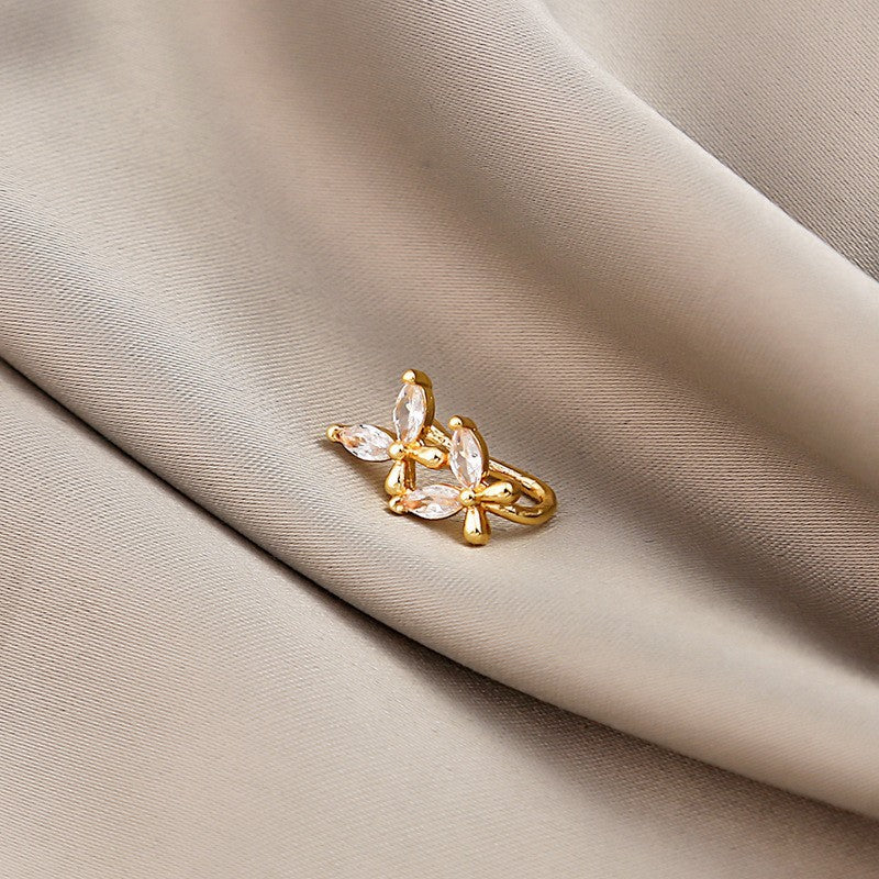 Minimalist Geometric U-Shaped Nose Clip Brass 18K Gold Plated Cubic Zirconia Adjustable Charm Bar