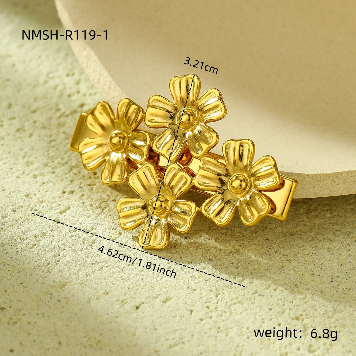Fashionable Pearl-Embellished Stainless Steel Hair Clip with Petal Design for Women, Polished Finish, Minimalist Office Style