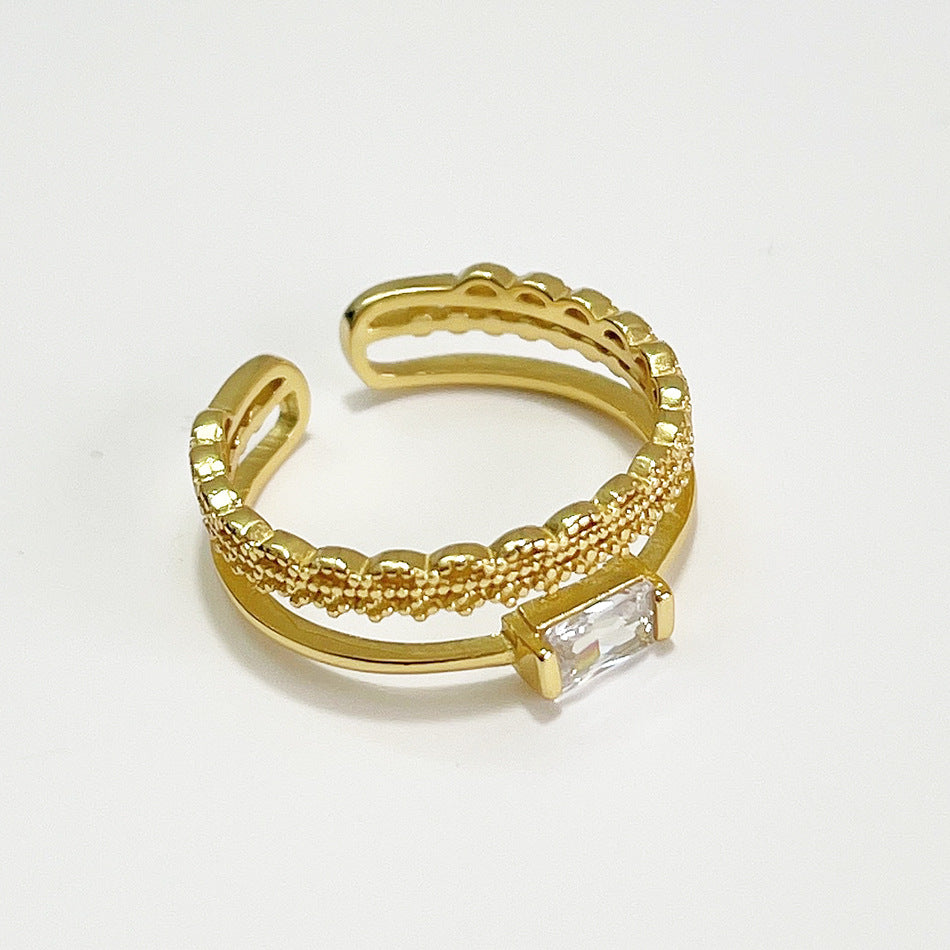 Anillo minimalista de plata de ley 925 con incrustaciones florales en forma de corazón y diamantes para mujer