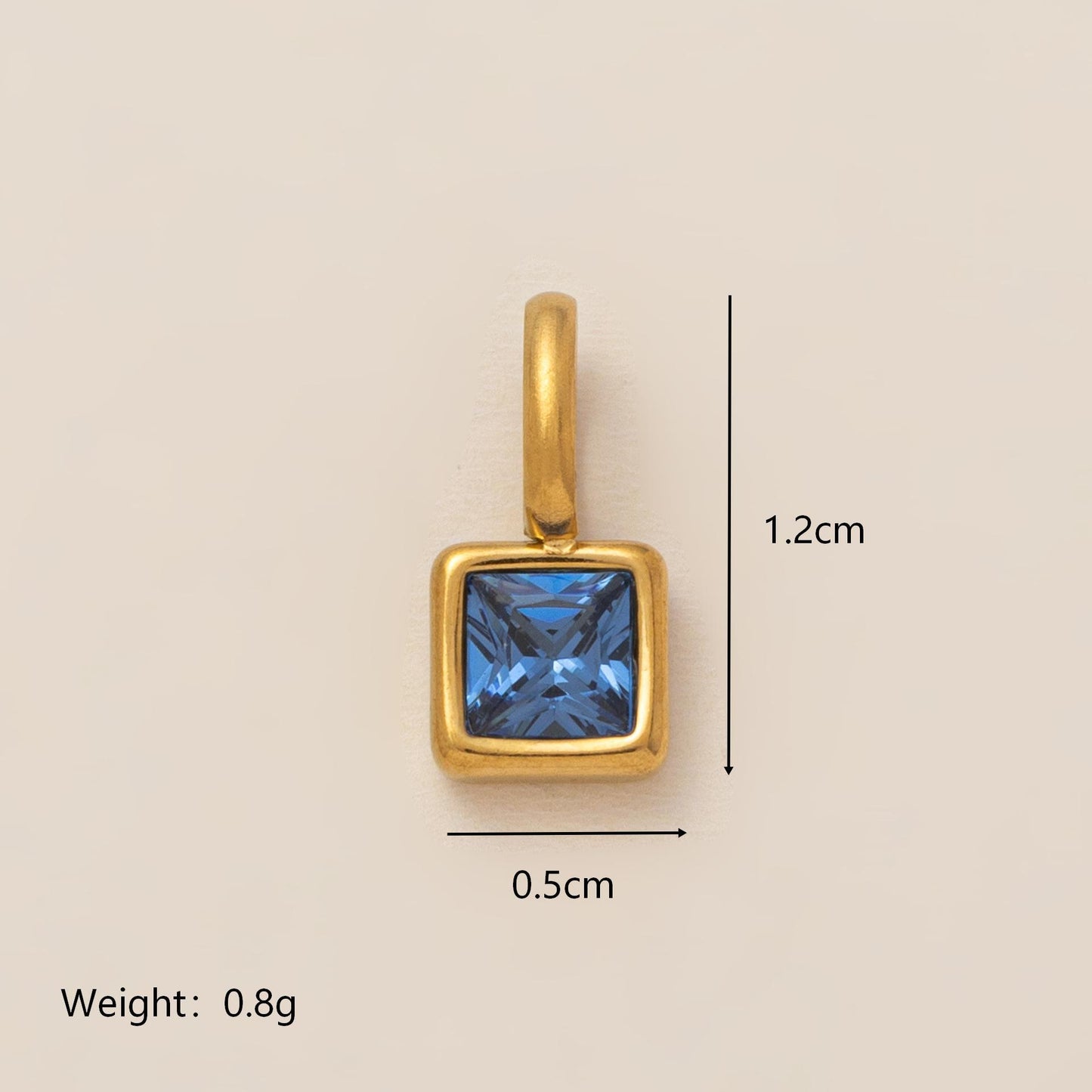Minimalist Square Titanium Steel Pendant with Cubic Zirconia Inlay DIY Charm Bar Necklace for Women