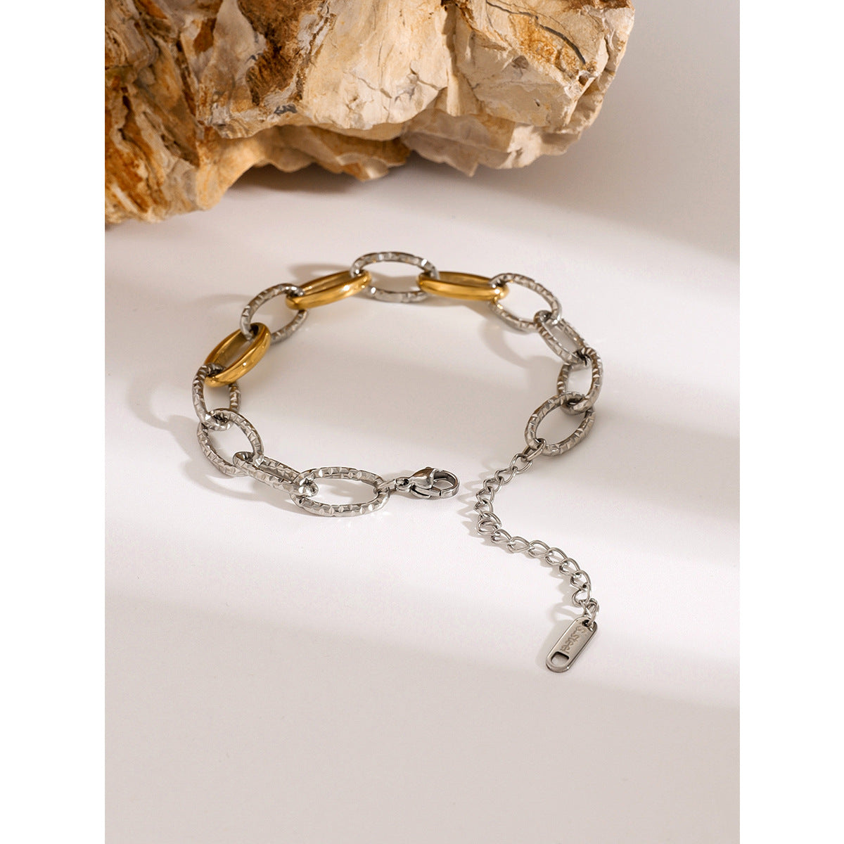 Fashionable Ins Style 18K Gold Plated Stainless Steel Asymmetrical Round Bead Bracelet for Women